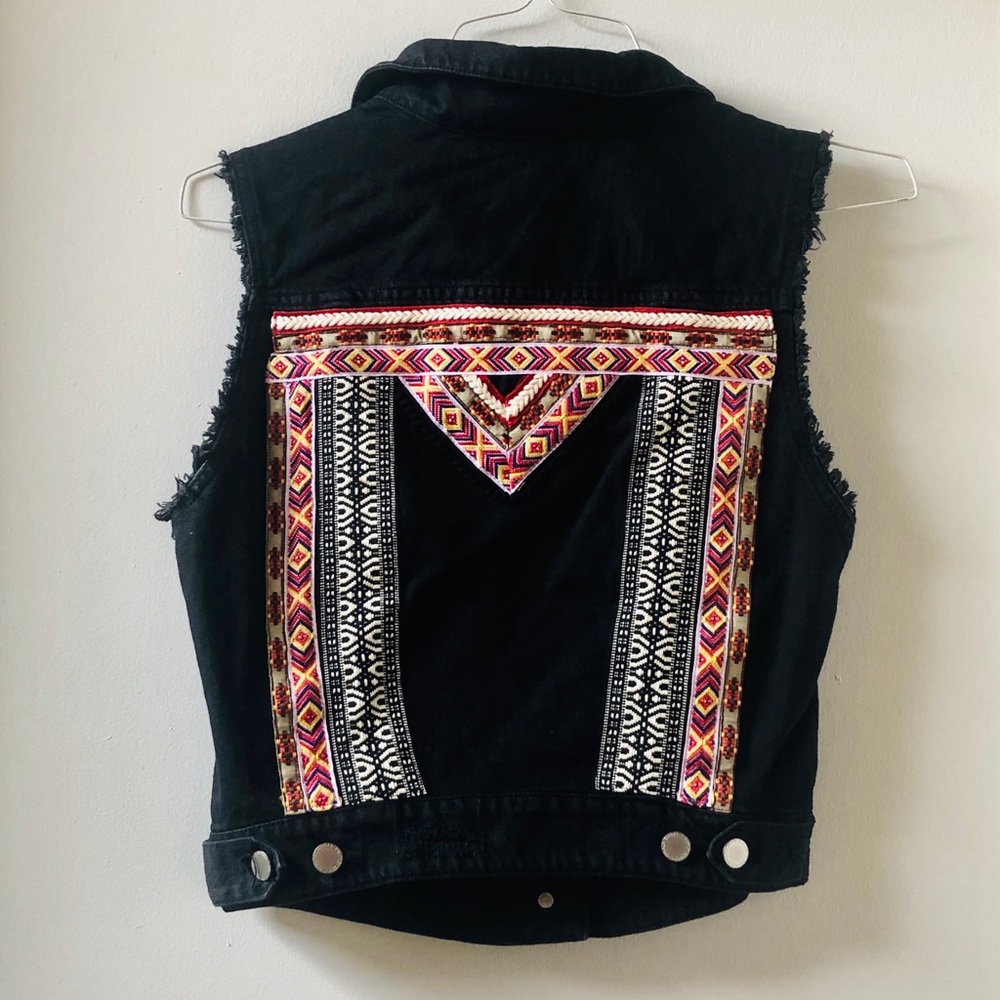 Embroidered Boho-Style denim vest